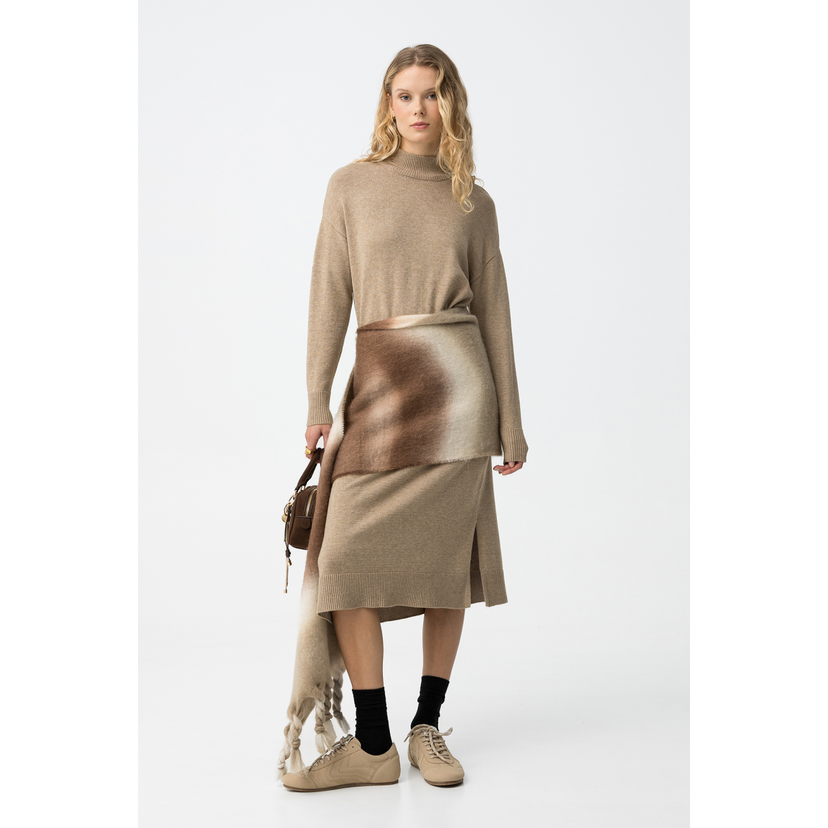Beige Knit Midi Dress 10066062_189 Tiffosi — free download